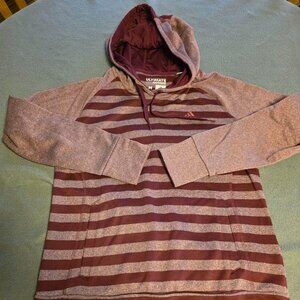 Adidas Ultimate Hoodie Sweatshirt Womens M Maroon Striped Climawarm Fleece Lined
